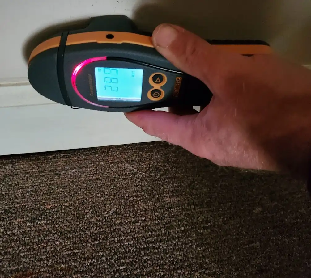 Moisture detection at baseboard during Burst Pipe Cleanup in Fair Oaks
